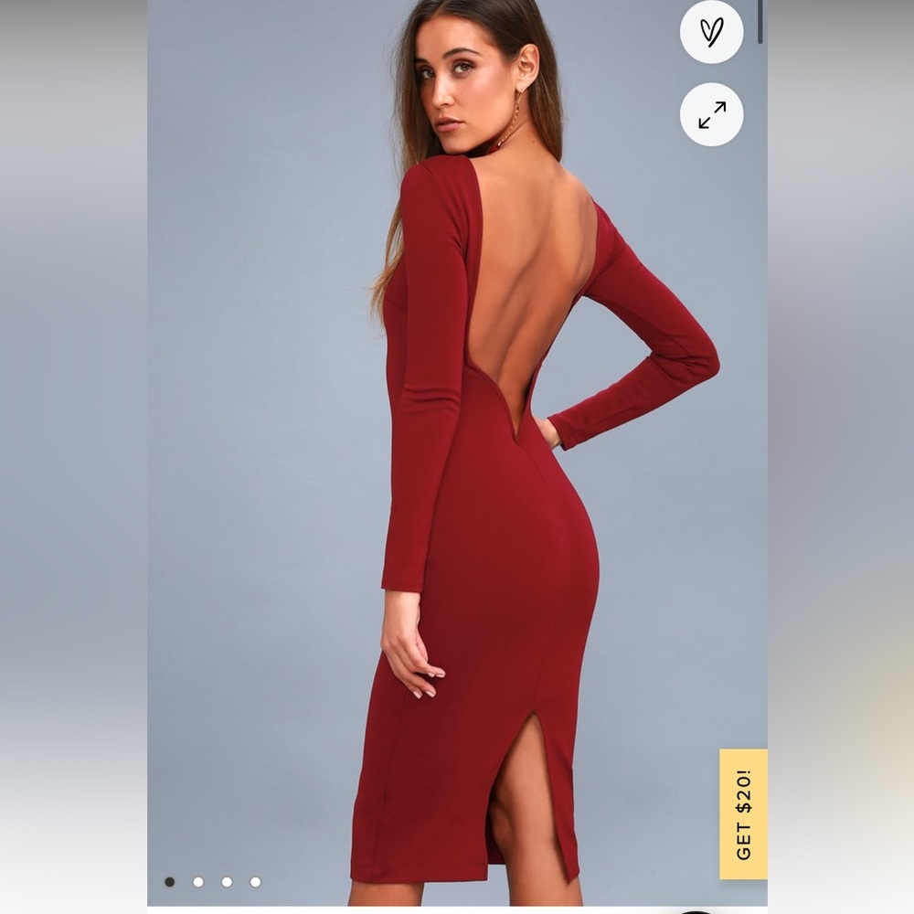Lulu’s NWT - never worn Wine Red Backless Midi Dress